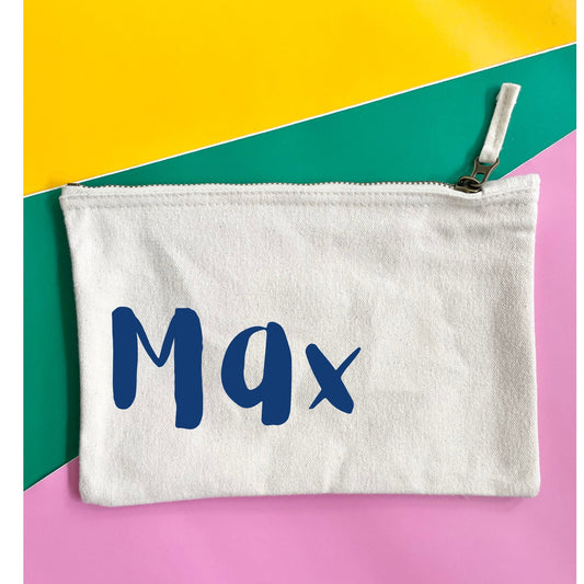 Childrens named pouch, cotton storage wallet for kids things, toys, stationery, hair stuff. Christmas stocking filler idea for grandchildren