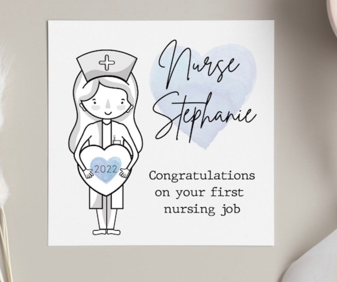 Nurse stuff pouch, personalised nursing gift, nurse graduation present, congratulations on first nursing job gift and card