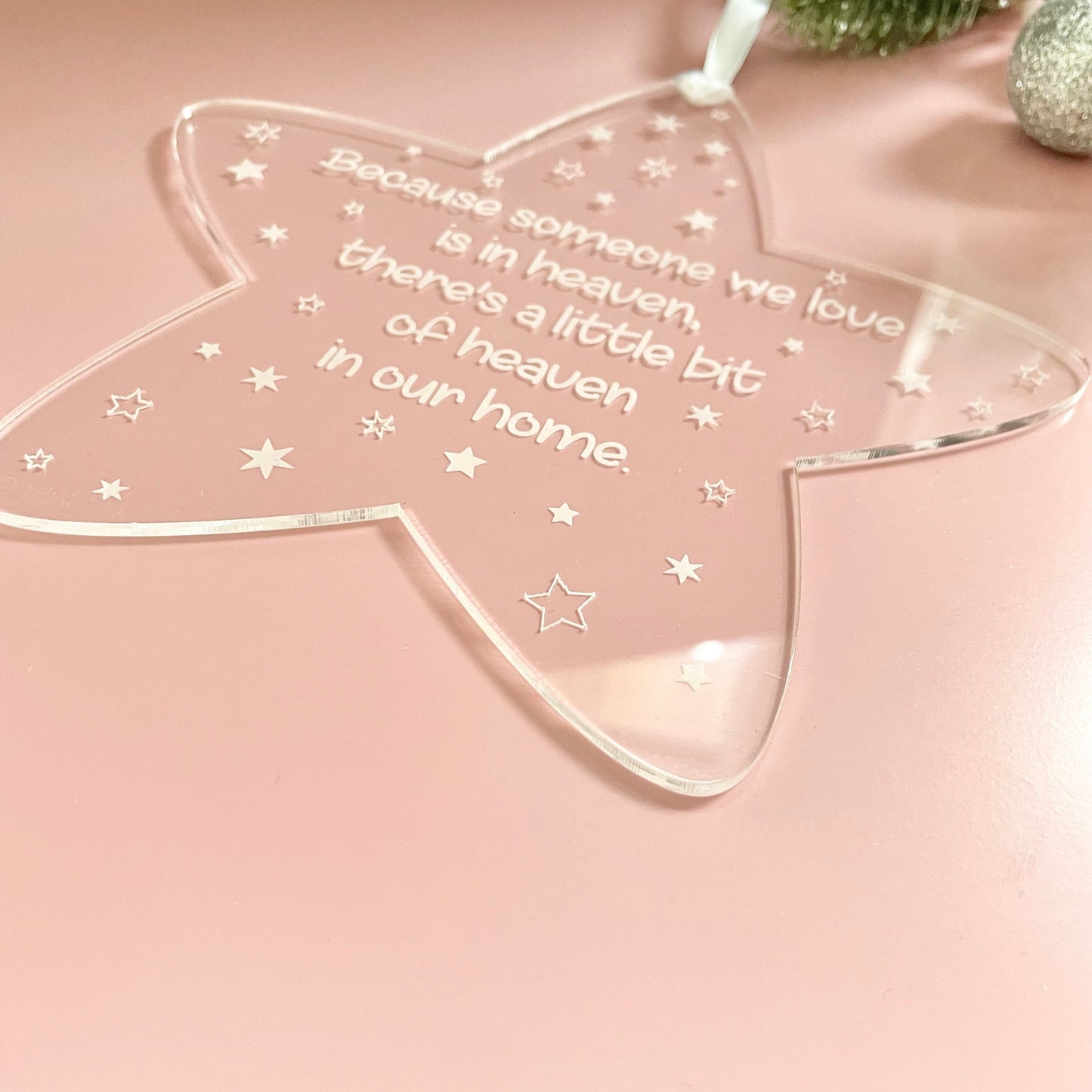 Heavenly star christmas tree decoration, gravestone memorial star, grandparent in heaven loss gifts for Christmas, remembering at Christmas