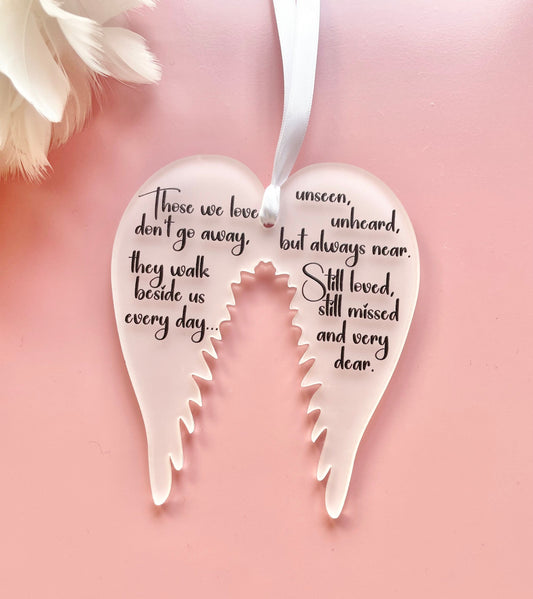 angel wings christmas tree decoration, gravestone memorial heart, grandparent in heaven loss gifts for Christmas, remembering at Christmas