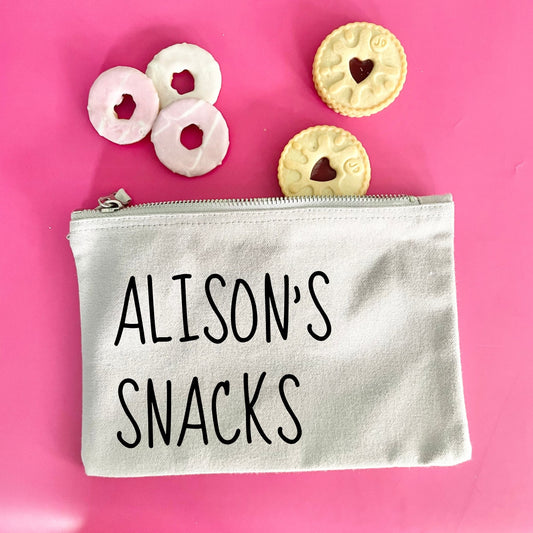 Snacks pouch bag, personalised snack, sweets  pouch for office or handbag, Christmas gift ideas, stocking filler or secret Santa presents