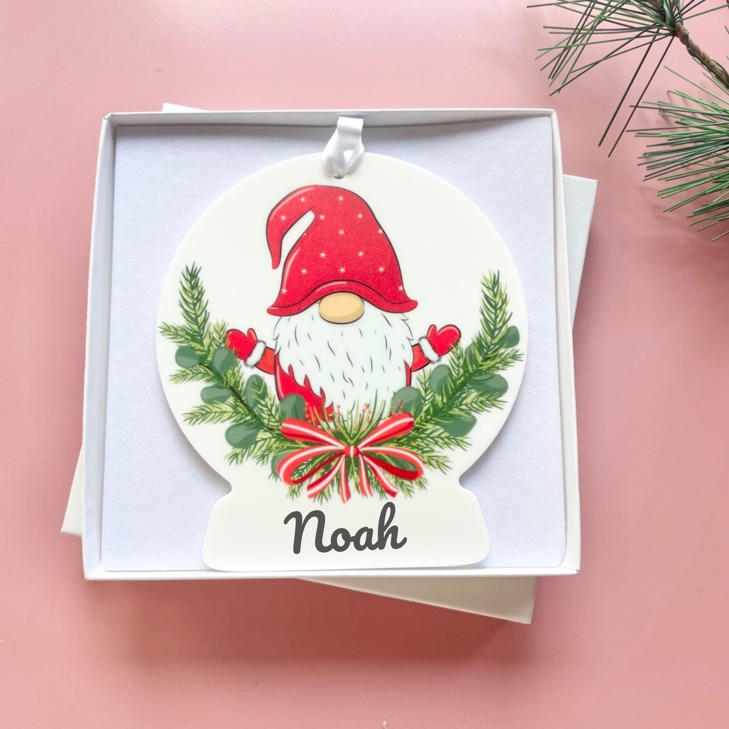 Children’s Personalised Santa Xmas tree decoration, kids Xmas bauble, grandchildren Christmas bauble, gifts from the naughty elf