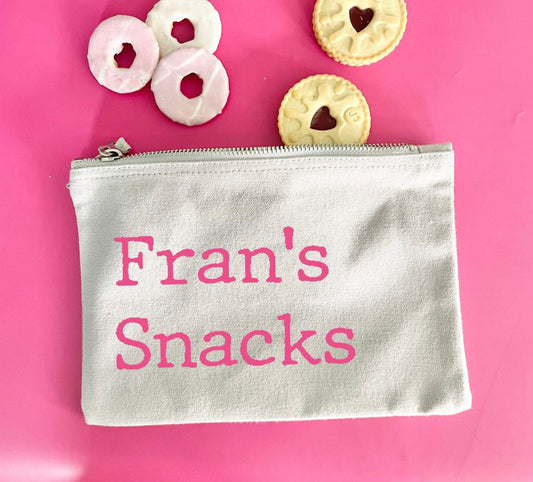 Snacks pouch, personalised snack bag for mums on the go, colleague and friend Christmas gift idea for secret Santa or stocking fillers