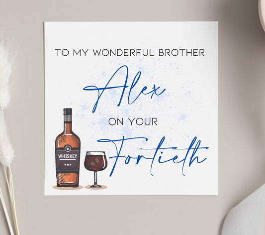 To my brother on your fortieth birthday card, personalised greeting card for big birthdays