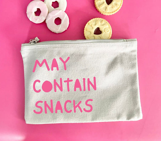 May contain Snacks pouch, snack bag for mums on the go, toddler mum bag, mum Christmas gift, stocking fillers