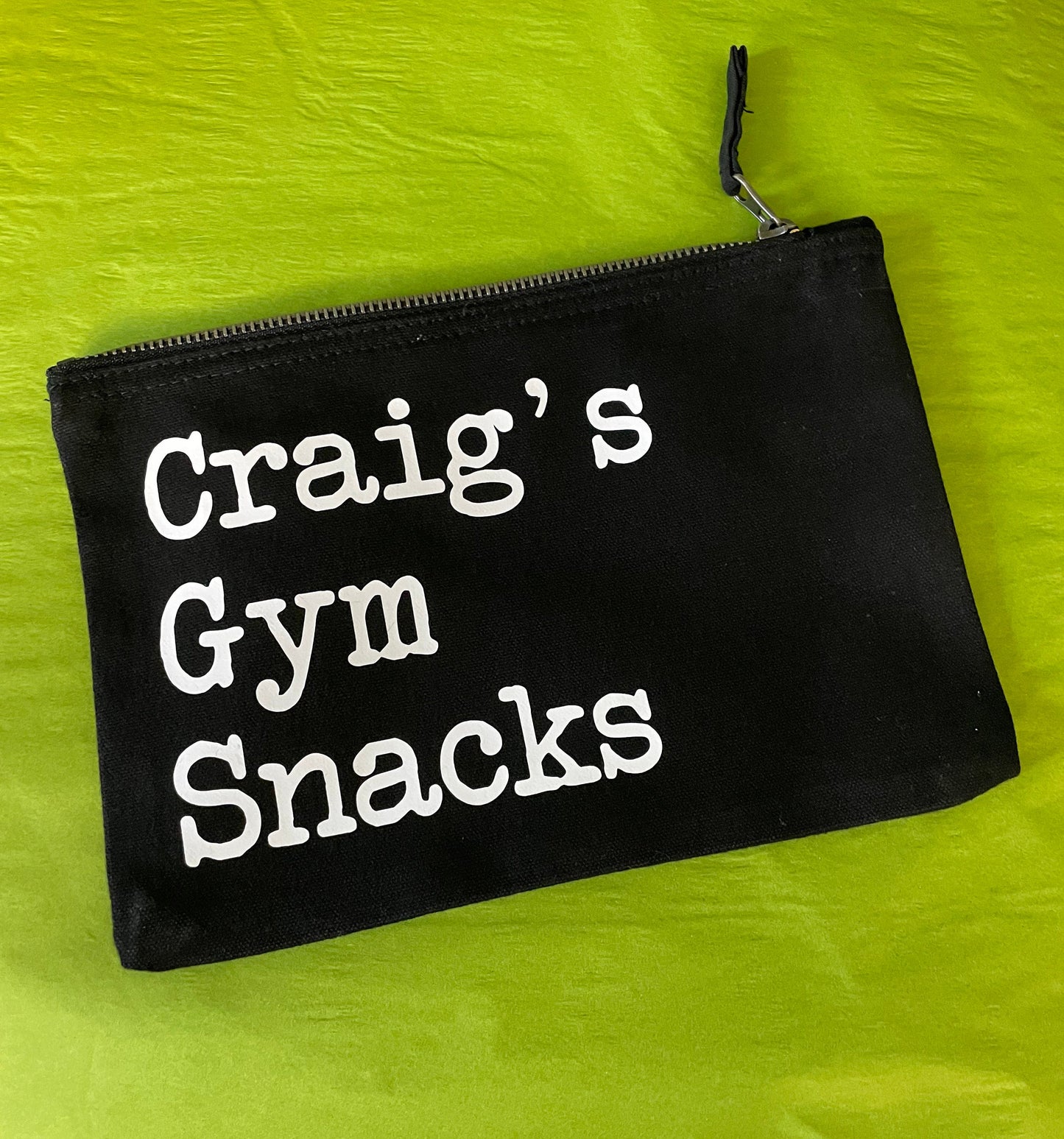 Gym Snacks pouch bag, personalised gym pouch for protein bars or energy drinks, Christmas gift for gym lovers. Get fit New Years resolution