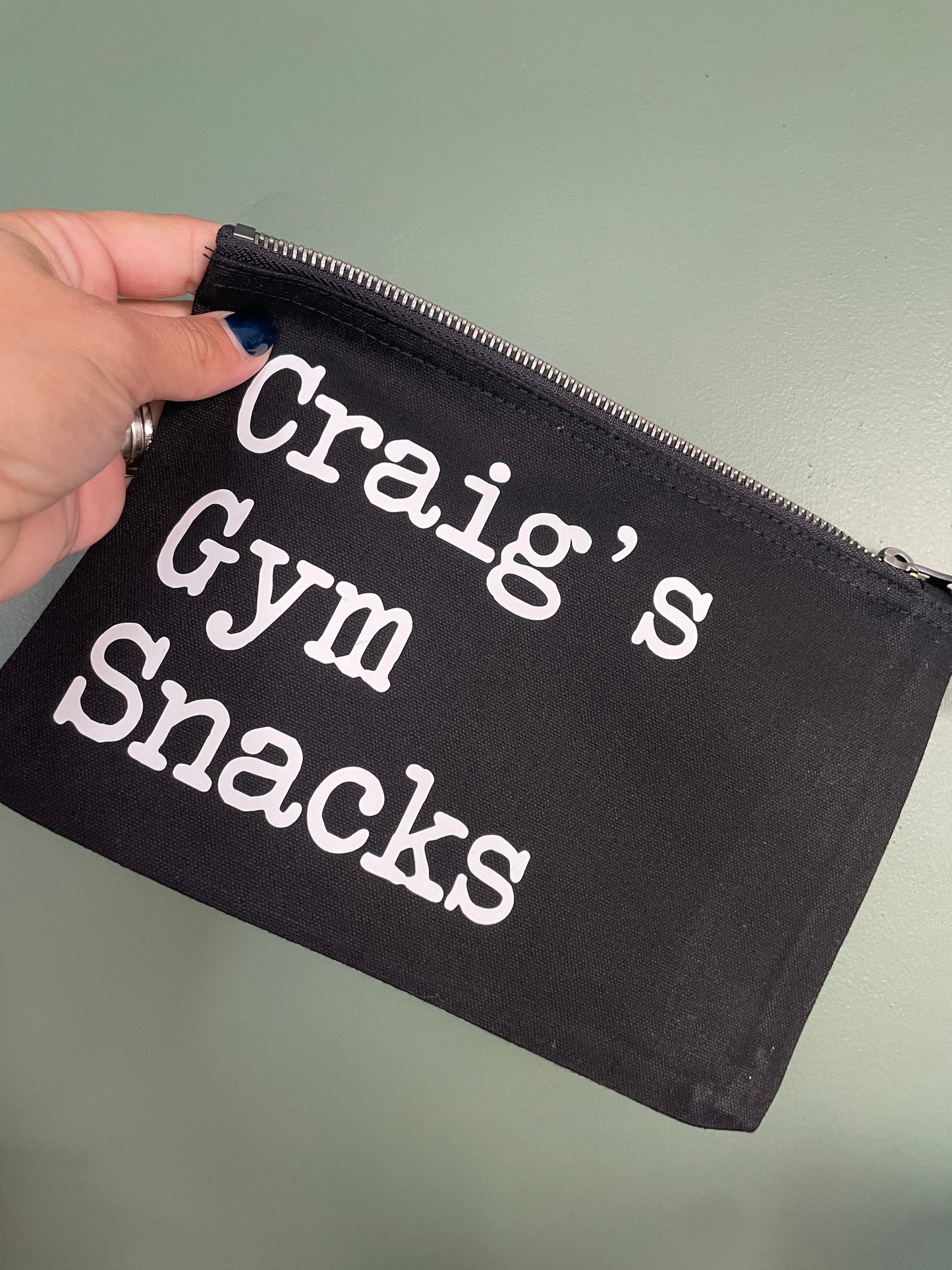 Gym Snacks pouch bag, personalised gym pouch for protein bars or energy drinks, Christmas gift for gym lovers. Get fit New Years resolution