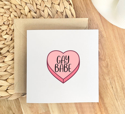 Gay Babe, novelty card lesbian couple card, LGBTQ cards, non binary card, gay birthday card, valentines day