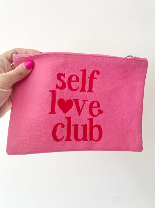 Self love club pouch, positivity gift, make up case, self care kit, friend birthday gift, work wife bestie present