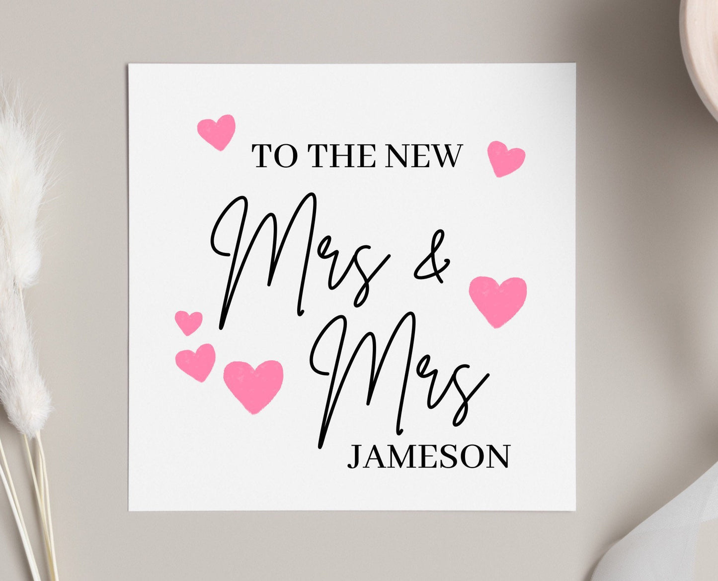To the new Mrs & Mrs wedding day card, lesbian couple pop card, LGBTQ cards, personalised gay marriage card