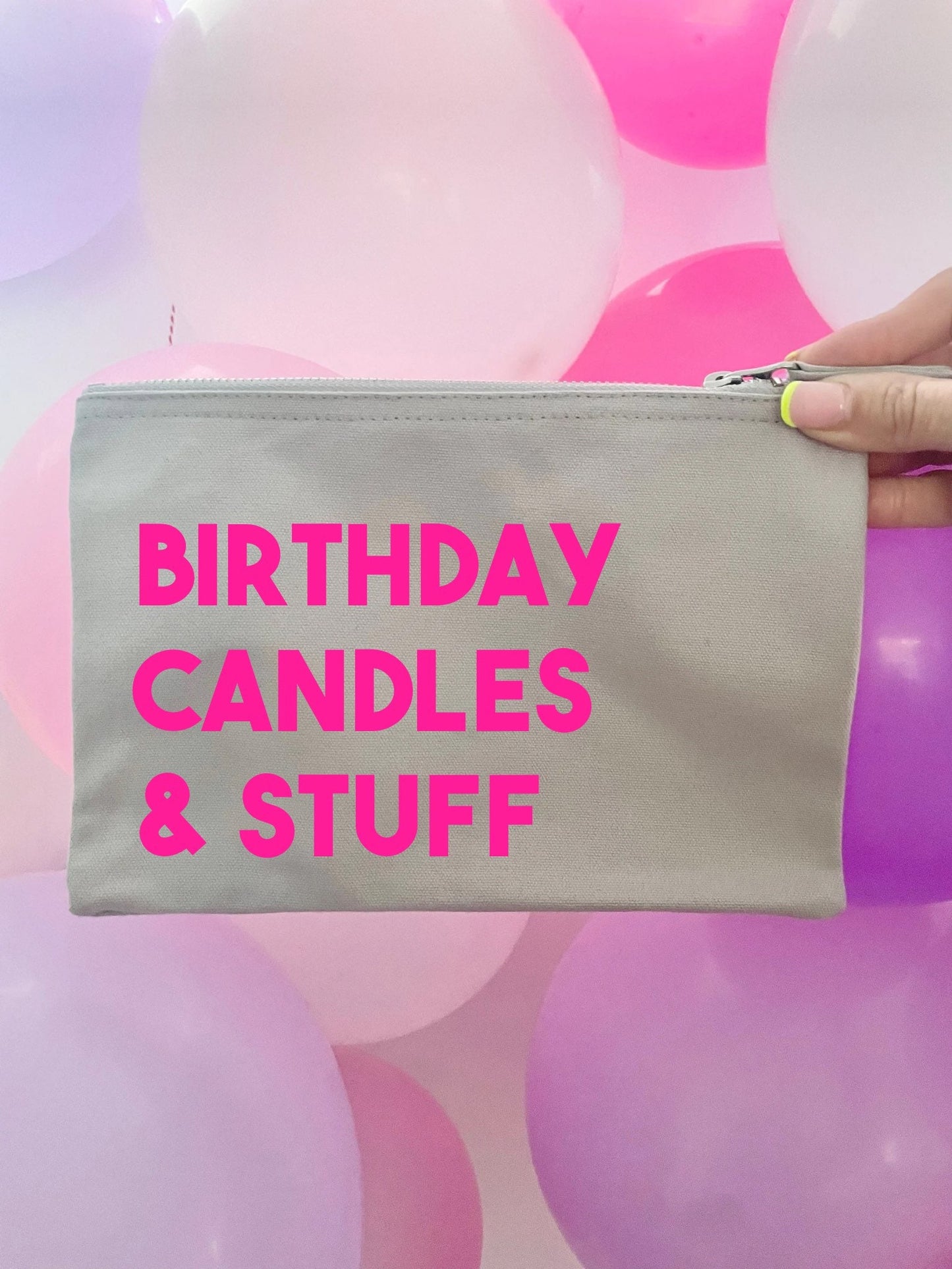 Birthday party candles & stuff case, birthday cake candle storage, cotton pouch to store party essentials, balloons candles, cake toppers,