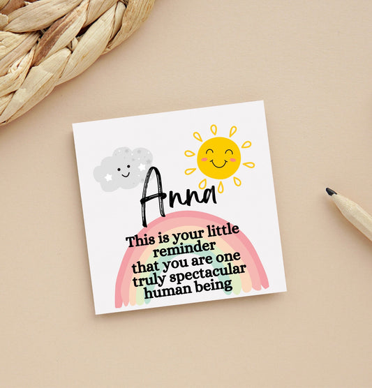 Little reminder you are one spectacular human being, personalised Card for friend having chemo, friendship cards, positivity card, rainbow