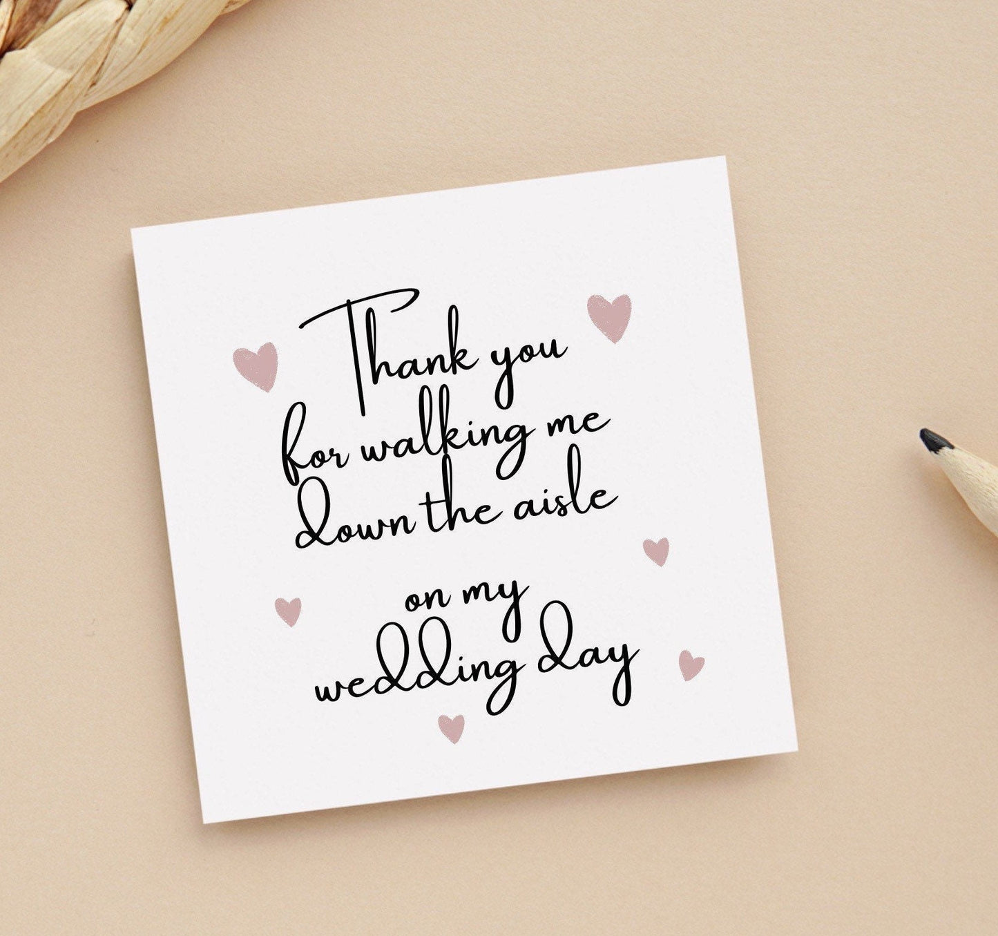 Thank you for walking me down the aisle, card to say thank you to dad or special someone walking down aisle on wedding day