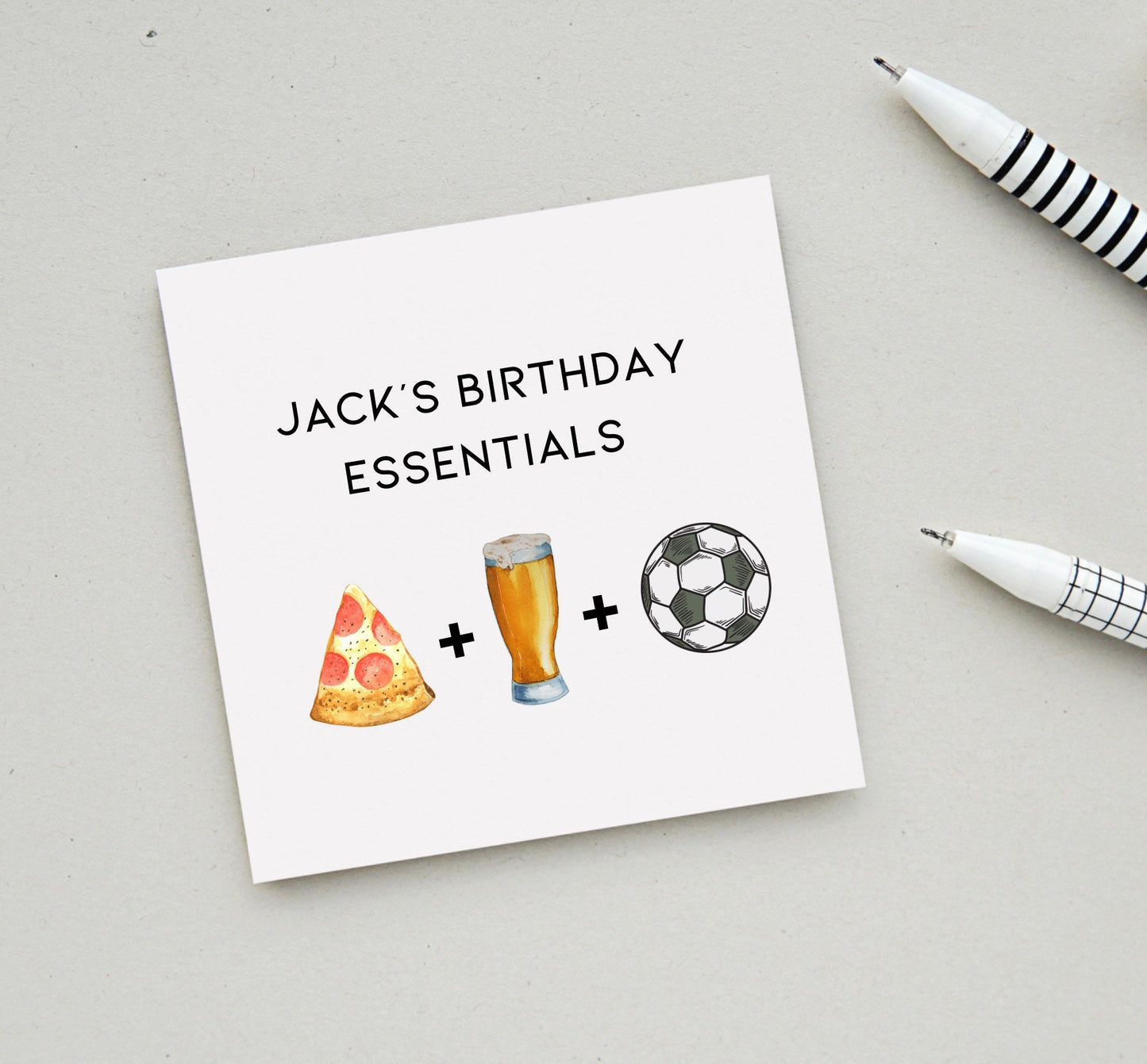 Personalised birthday Card for boyfriend, husband, brother, son, dad. Pizza, beer, football theme card for men