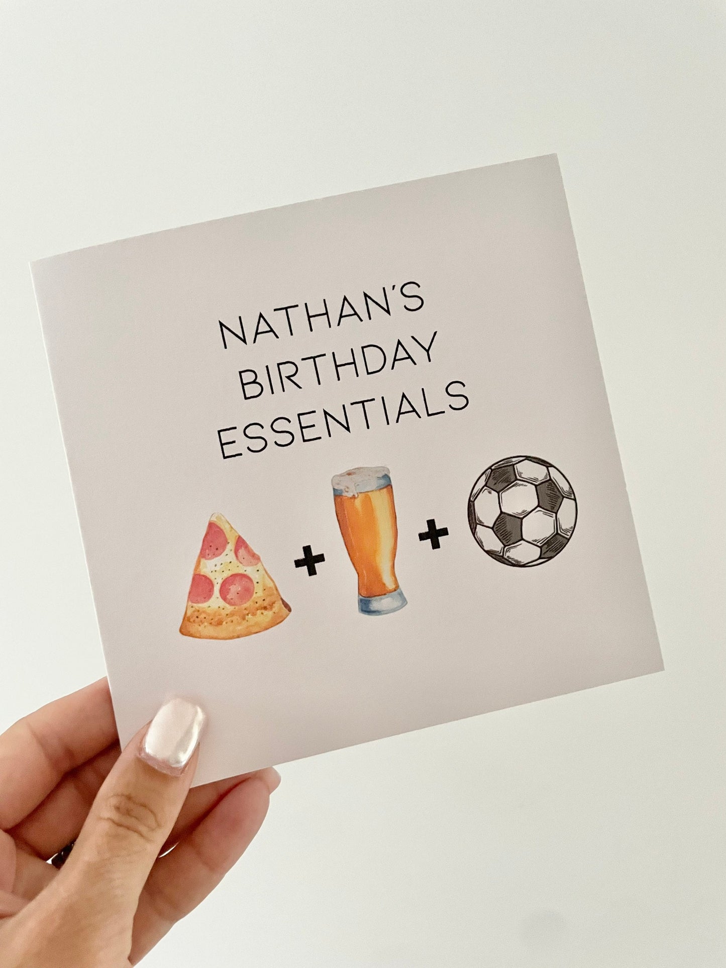 Personalised birthday Card for boyfriend, husband, brother, son, dad. Pizza, beer, football theme card for men