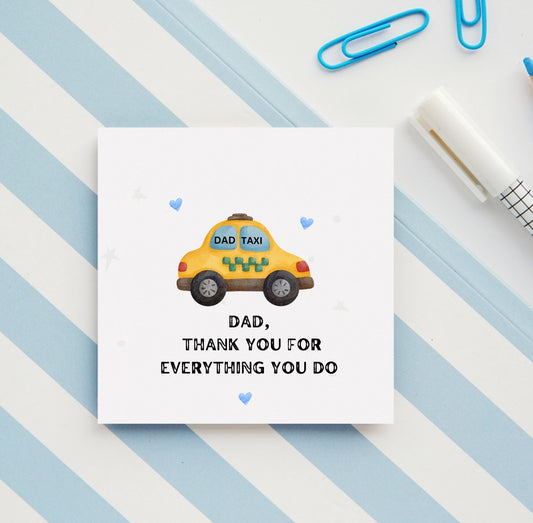 Dad taxi card, Father’s Day card for dad, thank you for everything you do dad, dad cards from teenagers
