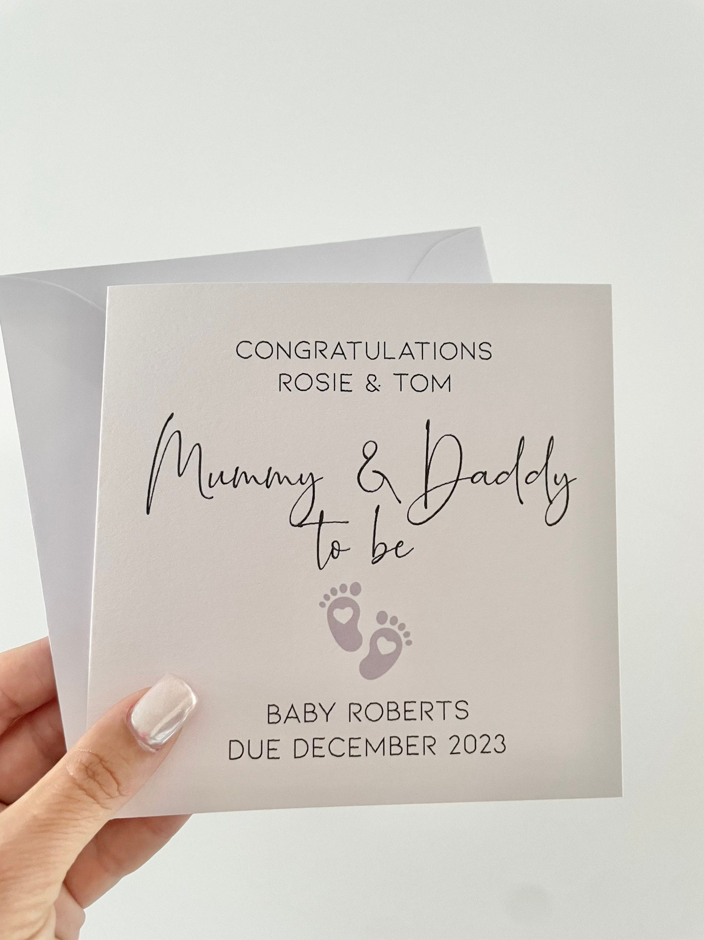 Congratulations mummy and daddy to be, personalised pregnancy card for friends or daughter and son in law, sister baby cards