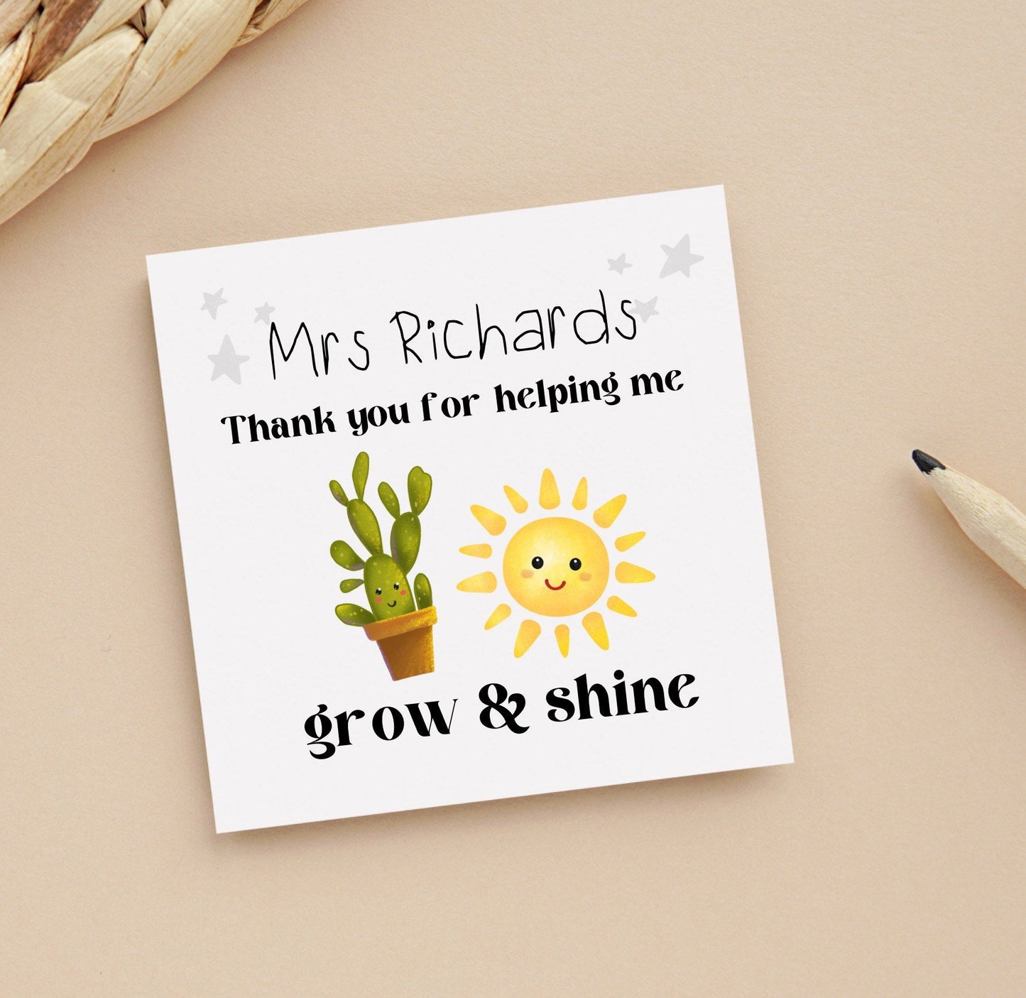 Teacher and Teaching assistant thank you card from children, thank you card from pre-schoolers, personalised teacher appreciation card