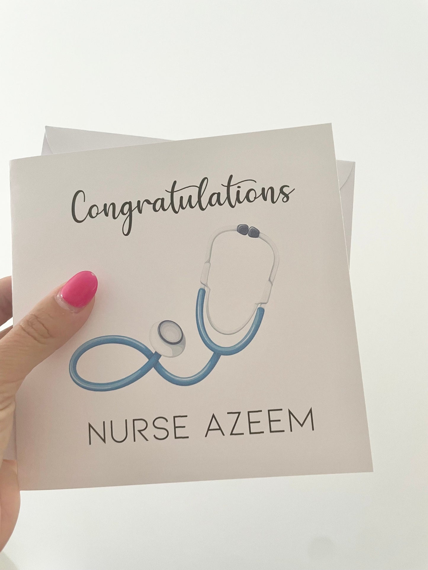 Male Nurse graduation card, Congratulations on new nursing or doctor job, personalised blue stethoscope card