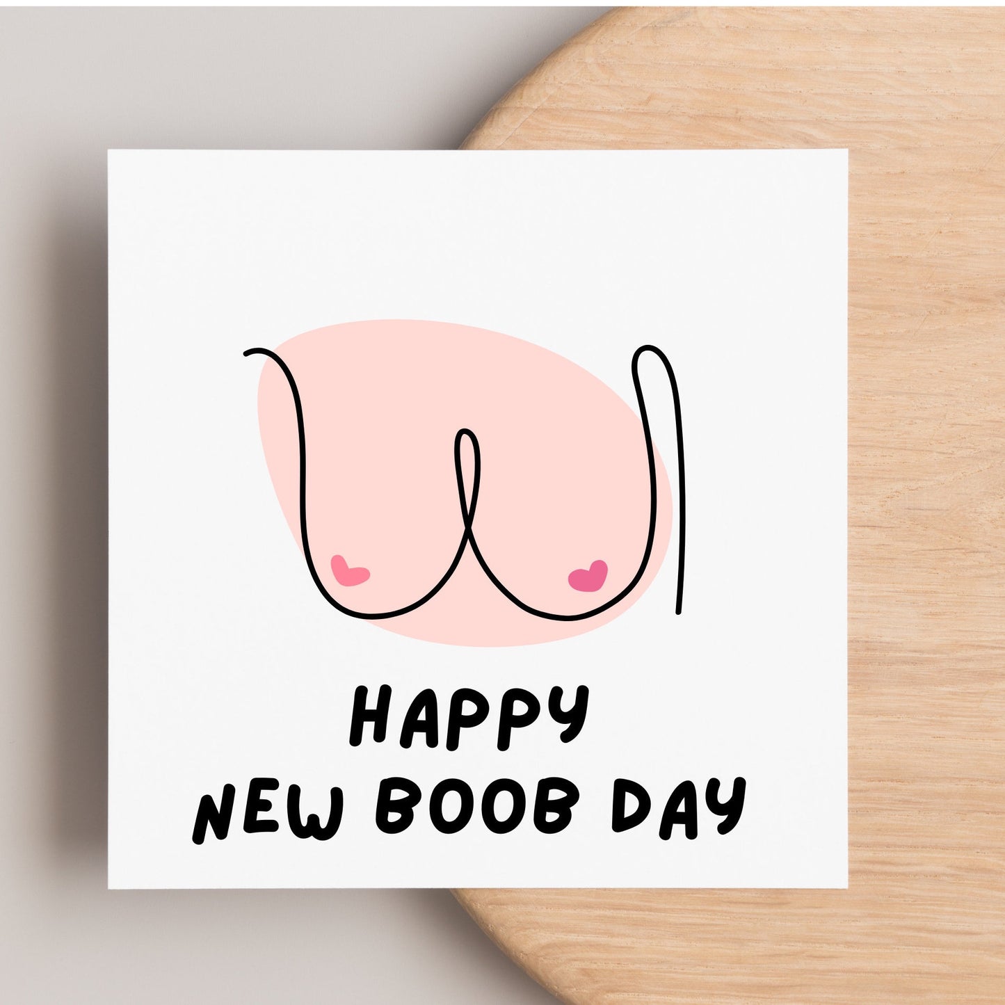 Happy new boob day, congrats on your new implants greeting card, new boobs after breast cancer, double mastectomy and reconstruction