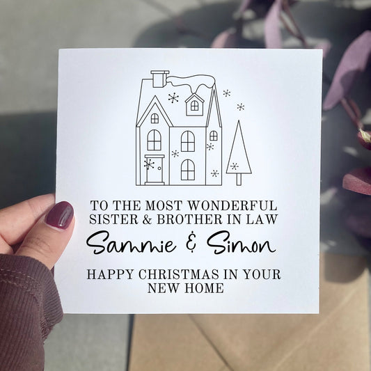 Your first Christmas In Your New Home Card for sister and brother in law, personalised xmas card for couple in their new home 2023