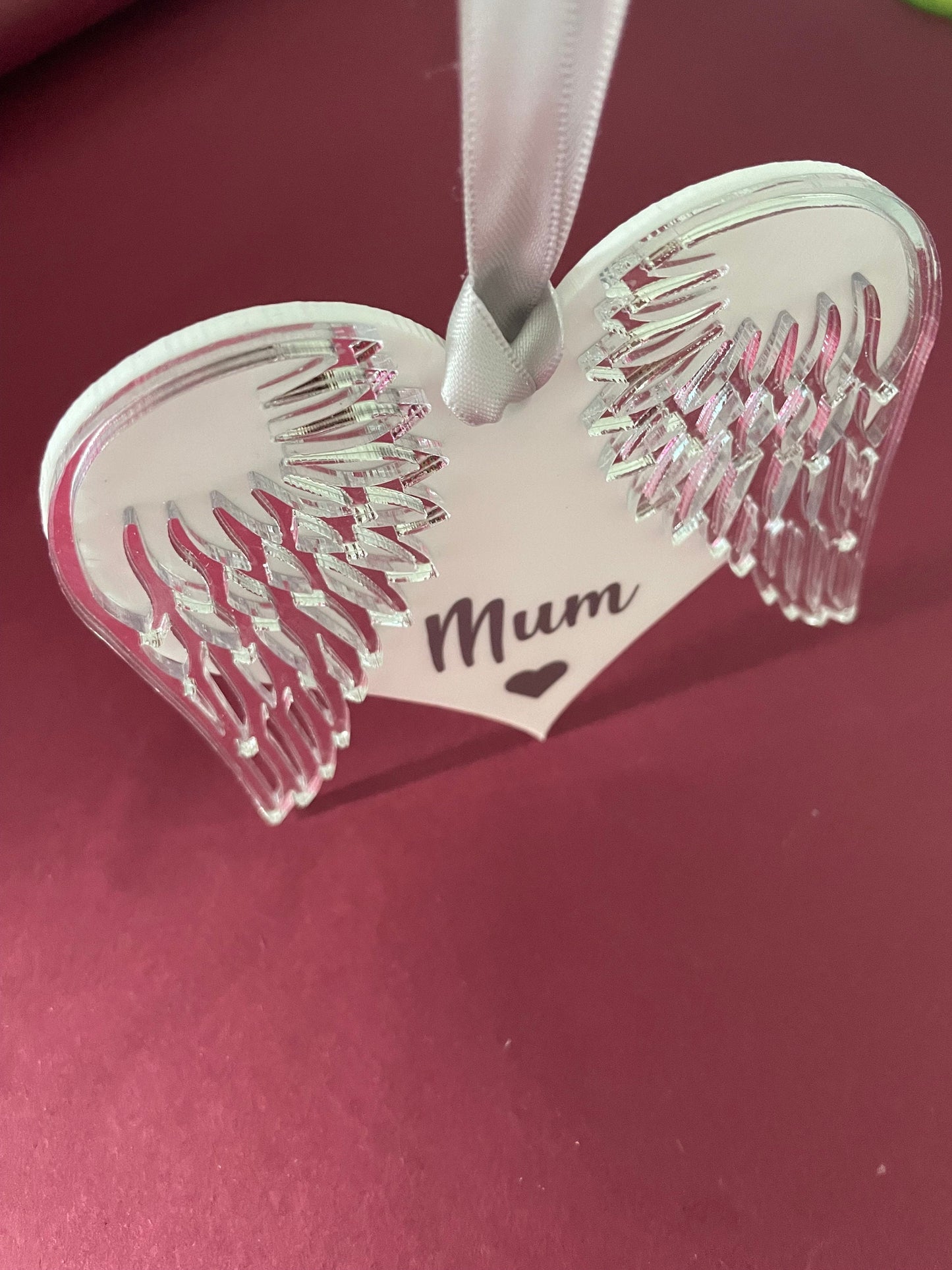 Silver angel wings Christmas tree decoration, memorial gift, baby loss keepsake